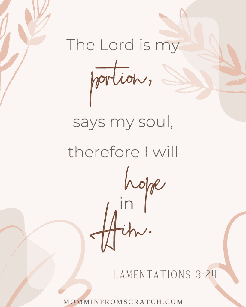 The lord is my portion, says my soul, therefore i will hope in him.