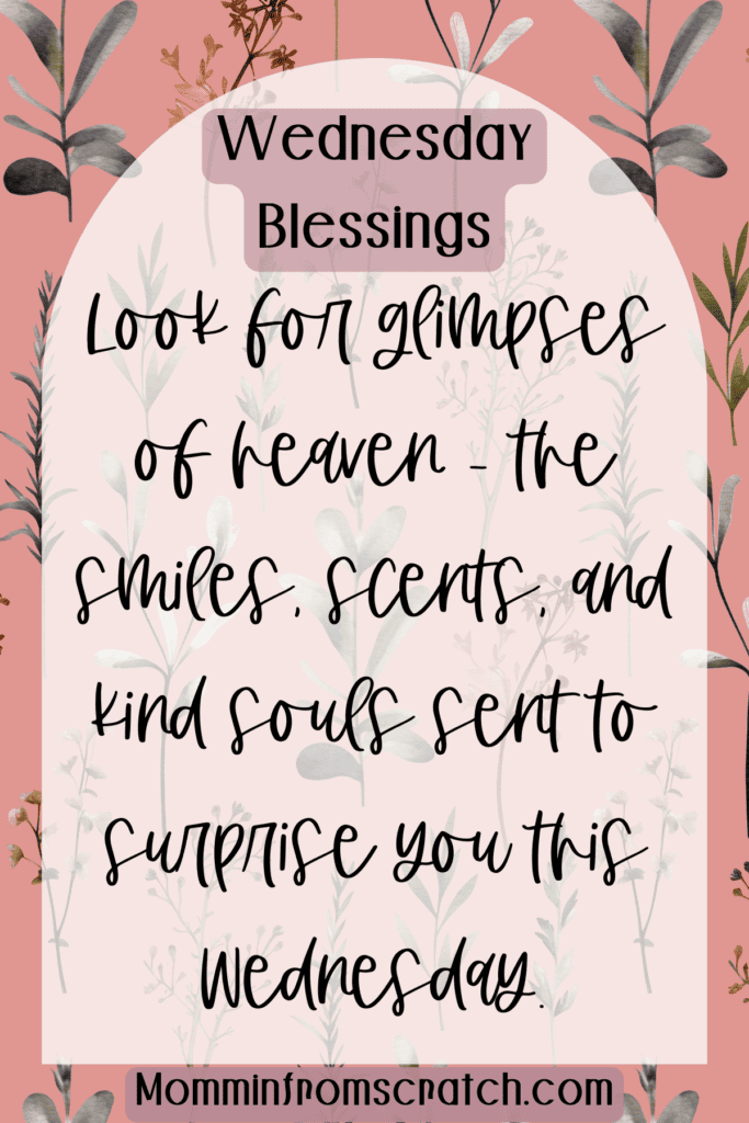 Look for glimpses of heaven - the smiles, scents, and kind souls sent to surprise you this Wednesday.