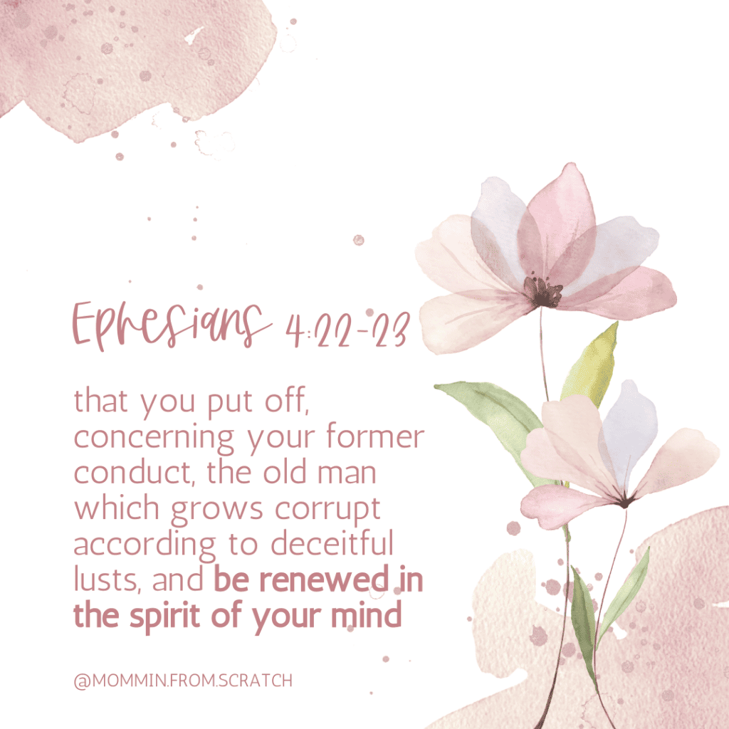 Ephesians 4:20-22 Bible Verse on watercolor flower background