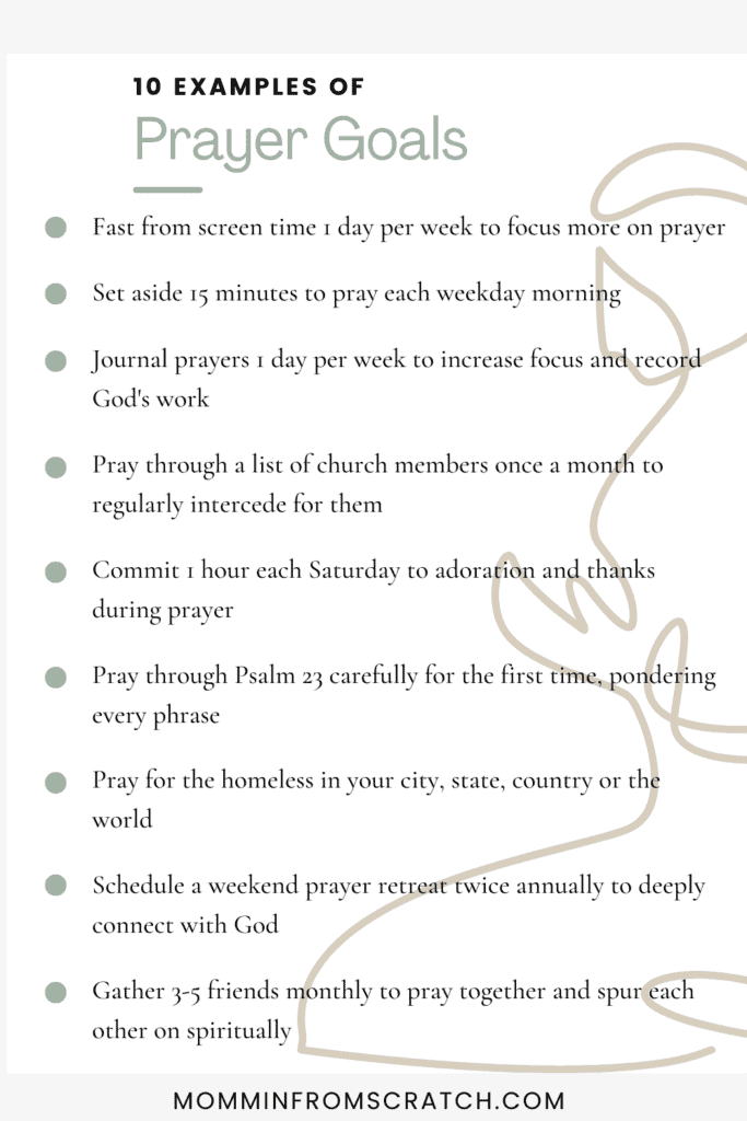 Examples of Prayer Goals by MomminFromScratch