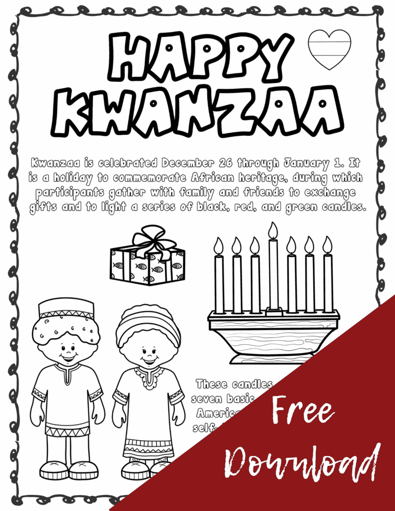 Happy kwanzaa coloring page.