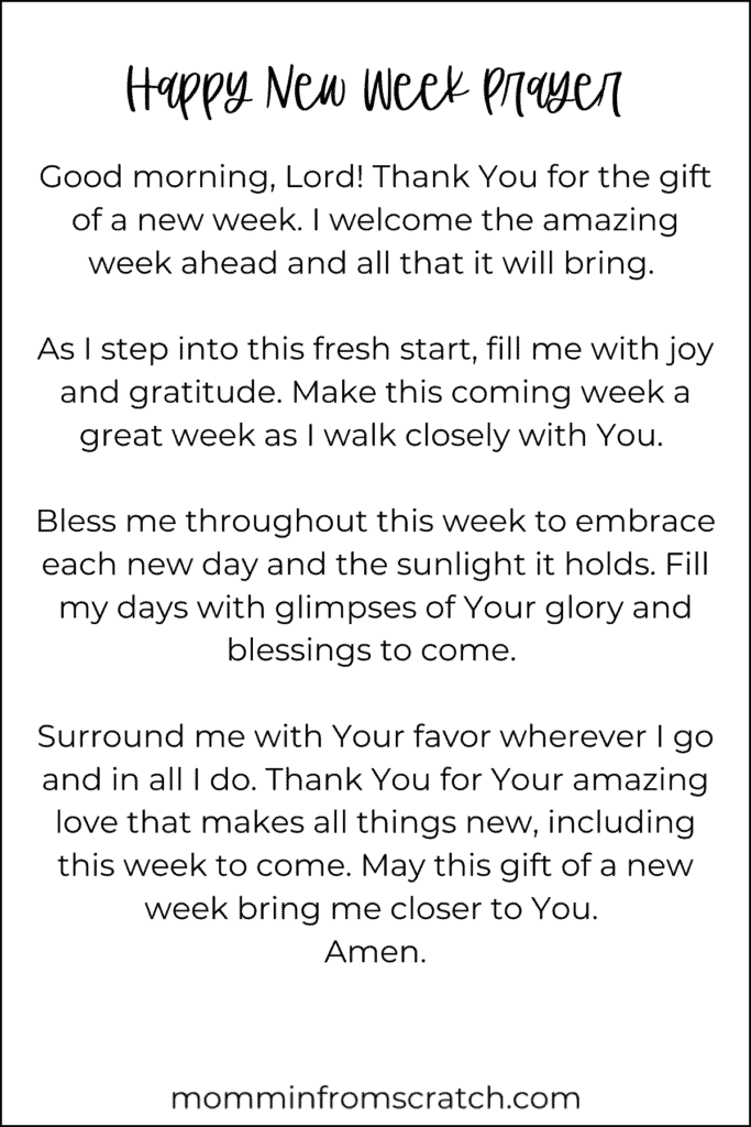 Prayer for a joyful new week.