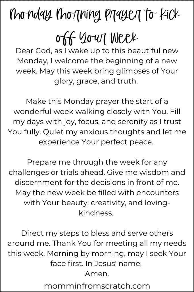 A black and white image of prayers for the new week, the perfect daily prayer product.