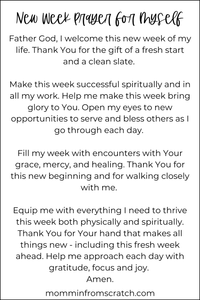 New week prayers.