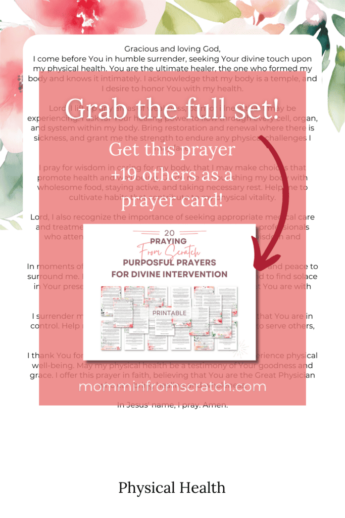 Physical Health prayer card