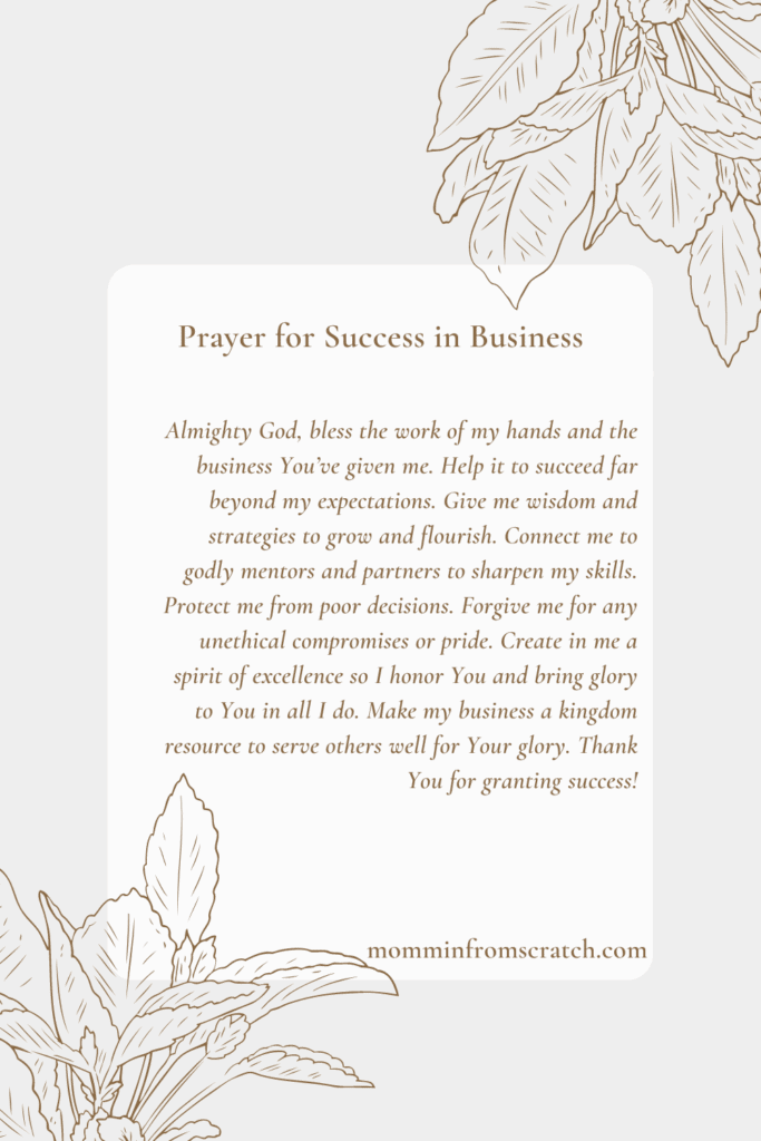 Prayer for success in business.