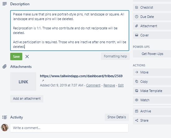 Tribe Rules in Trello Card Description