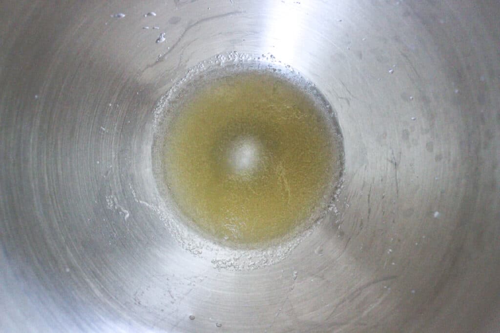 gelatin in the mixing bowl