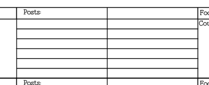 Editorial Calendar posts section of printable